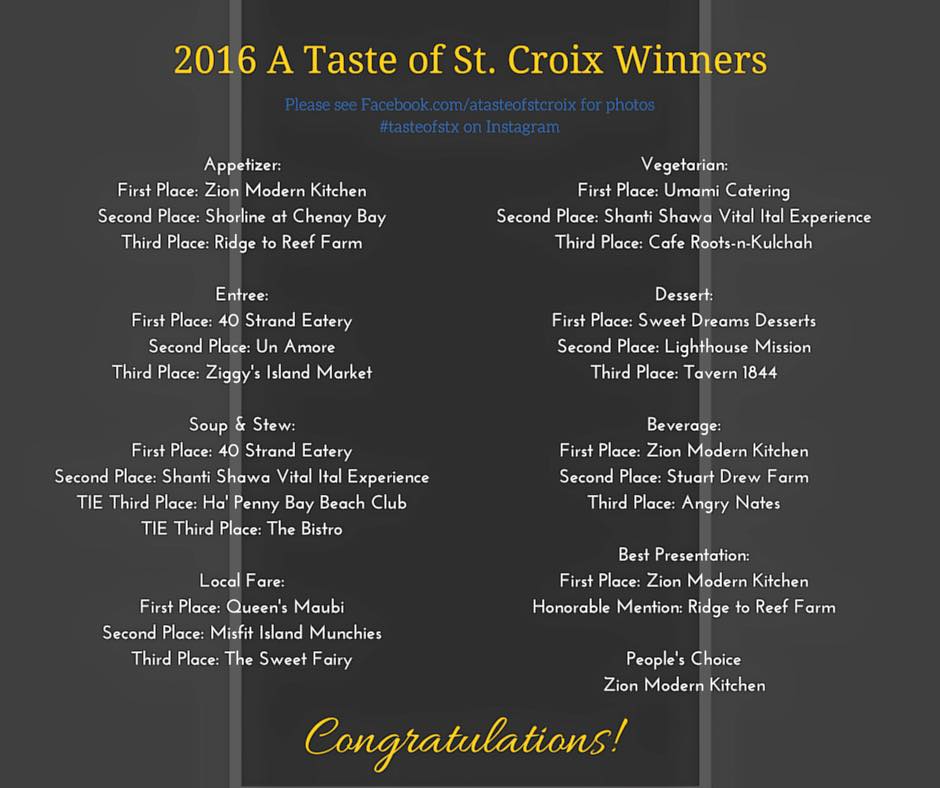 A Taste of St. Croix Winners